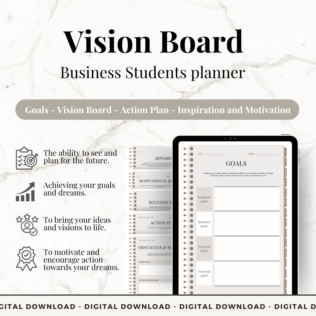 Vision Board Business Student Planner