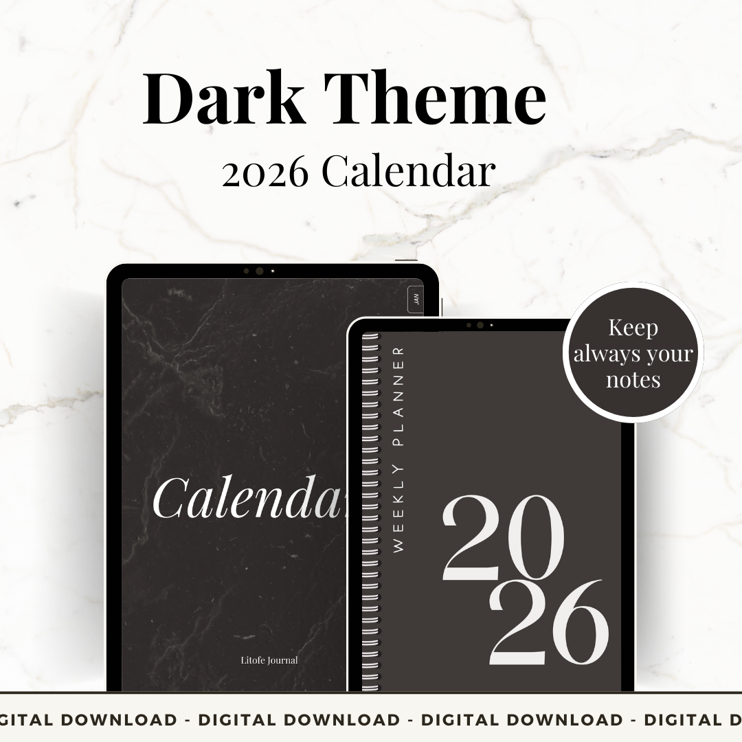 Dark Theme Weekly Planner 2026