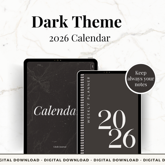 Dark Theme Weekly Planner 2026