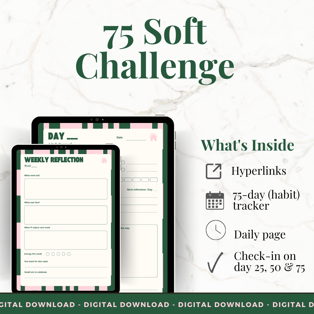 75 Soft Challenge Digital Planner | Habit Tracker & Journal
