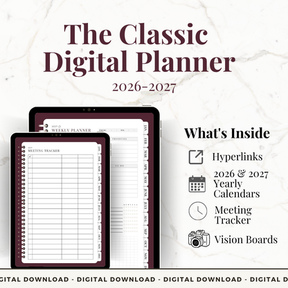 The Classic Digital Planner Berry Pink Edition 2026-2027