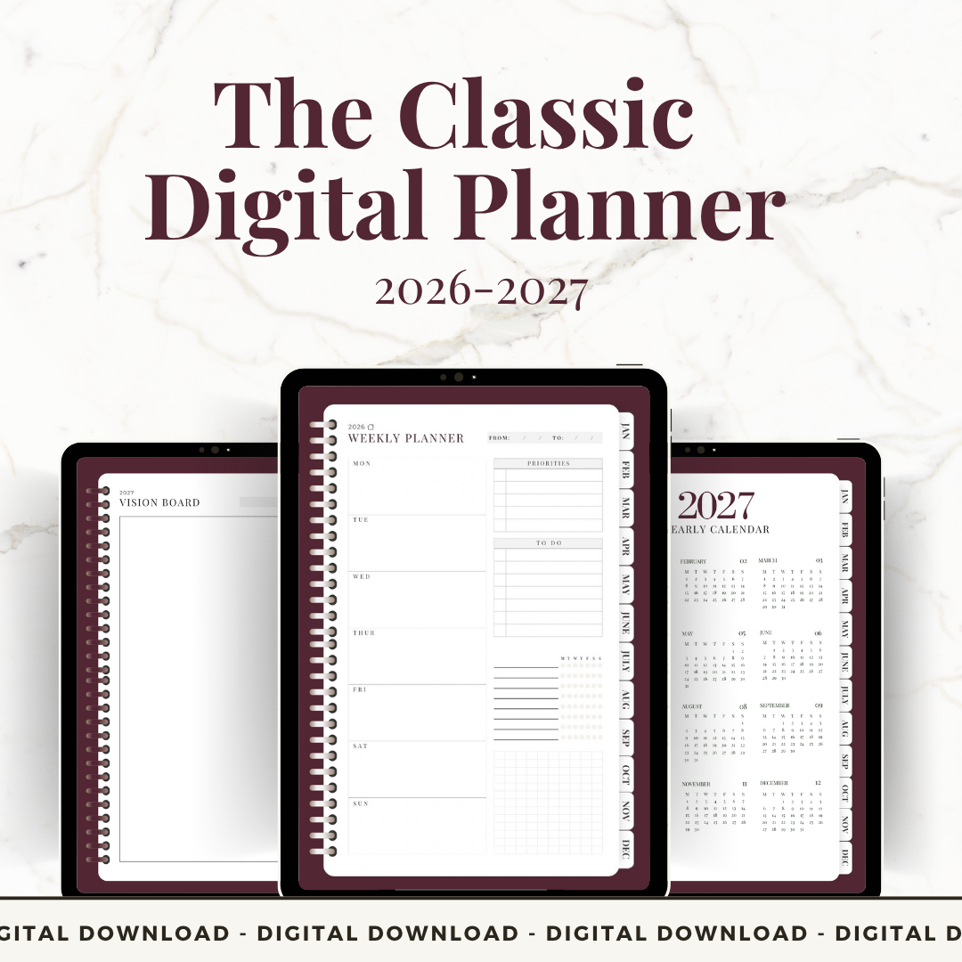 The Classic Digital Planner Berry Pink Edition 2026-2027