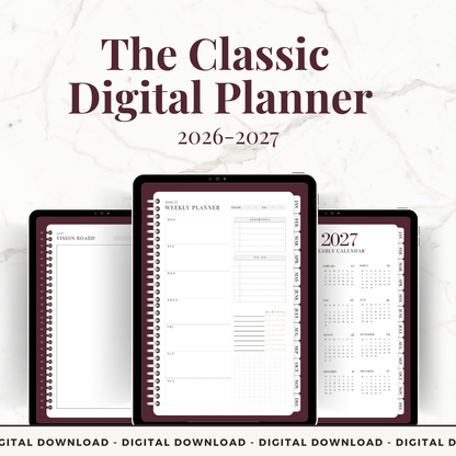 The Classic Digital Planner Berry Pink Edition 2026-2027